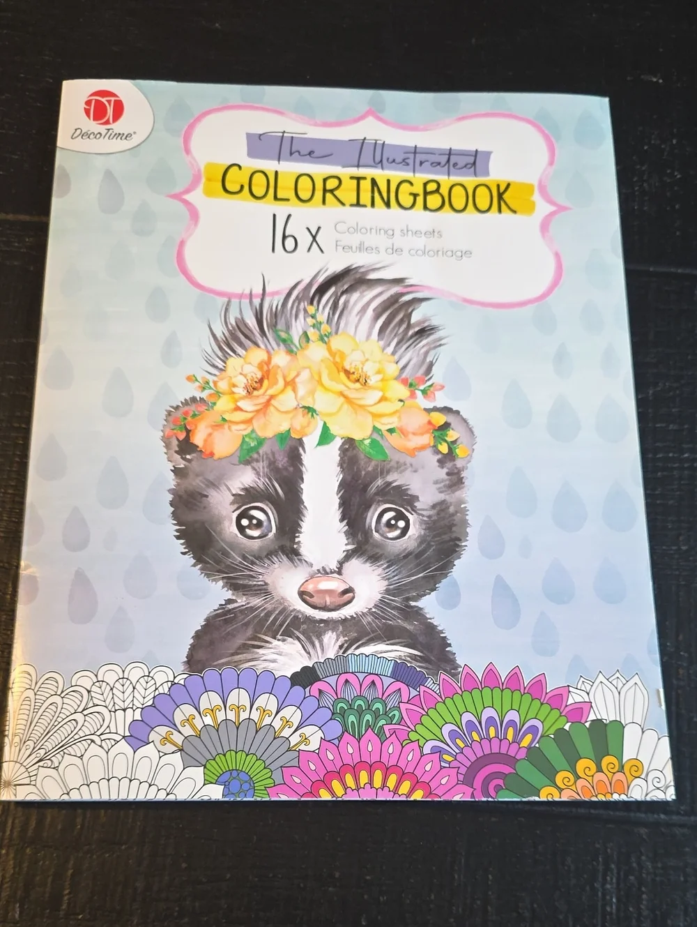 The Illustrated Coloring Book - Floral Skunk (Blue) by